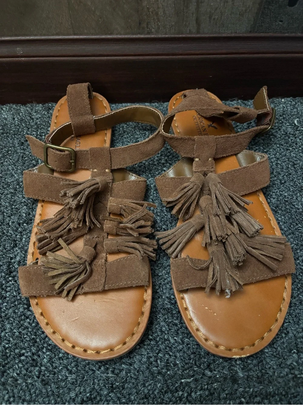 American Eagle Outfitters Brown Leather Strappy Sandals